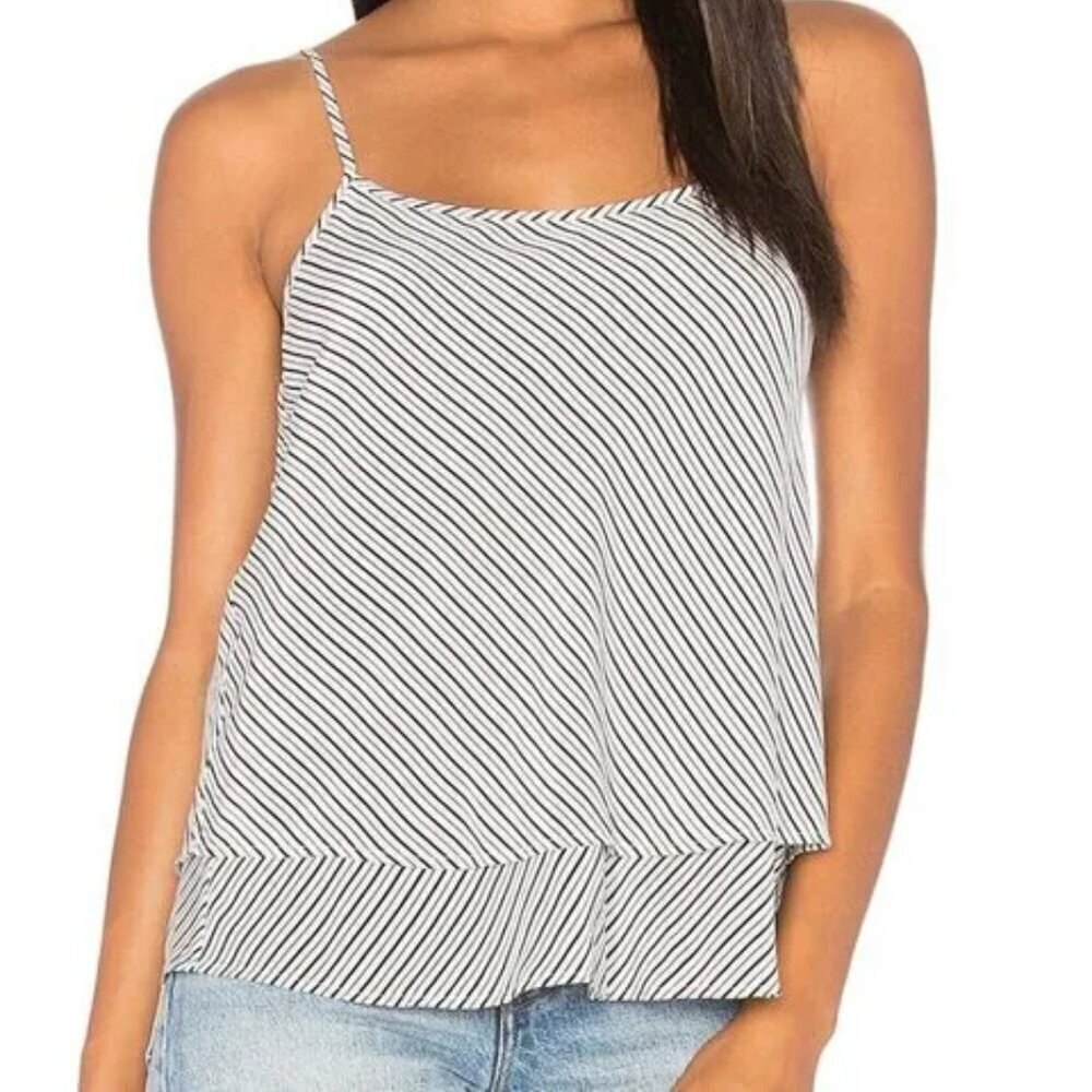 Joie's SILK  Islaya silk diagonal stripe back buttons top and slit size M (329)
